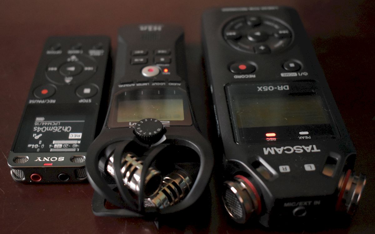 From Left: Sony ICD-ux560, Zoom H1n, Tascam DR-05x. 